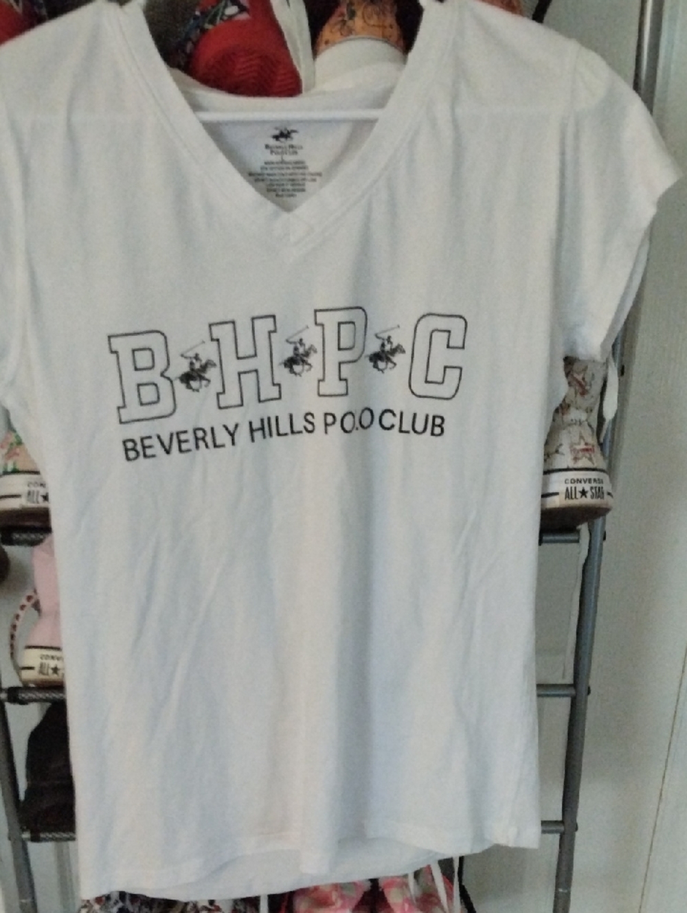 Beverly Hills Polo Club White Logo V-Neck Tee